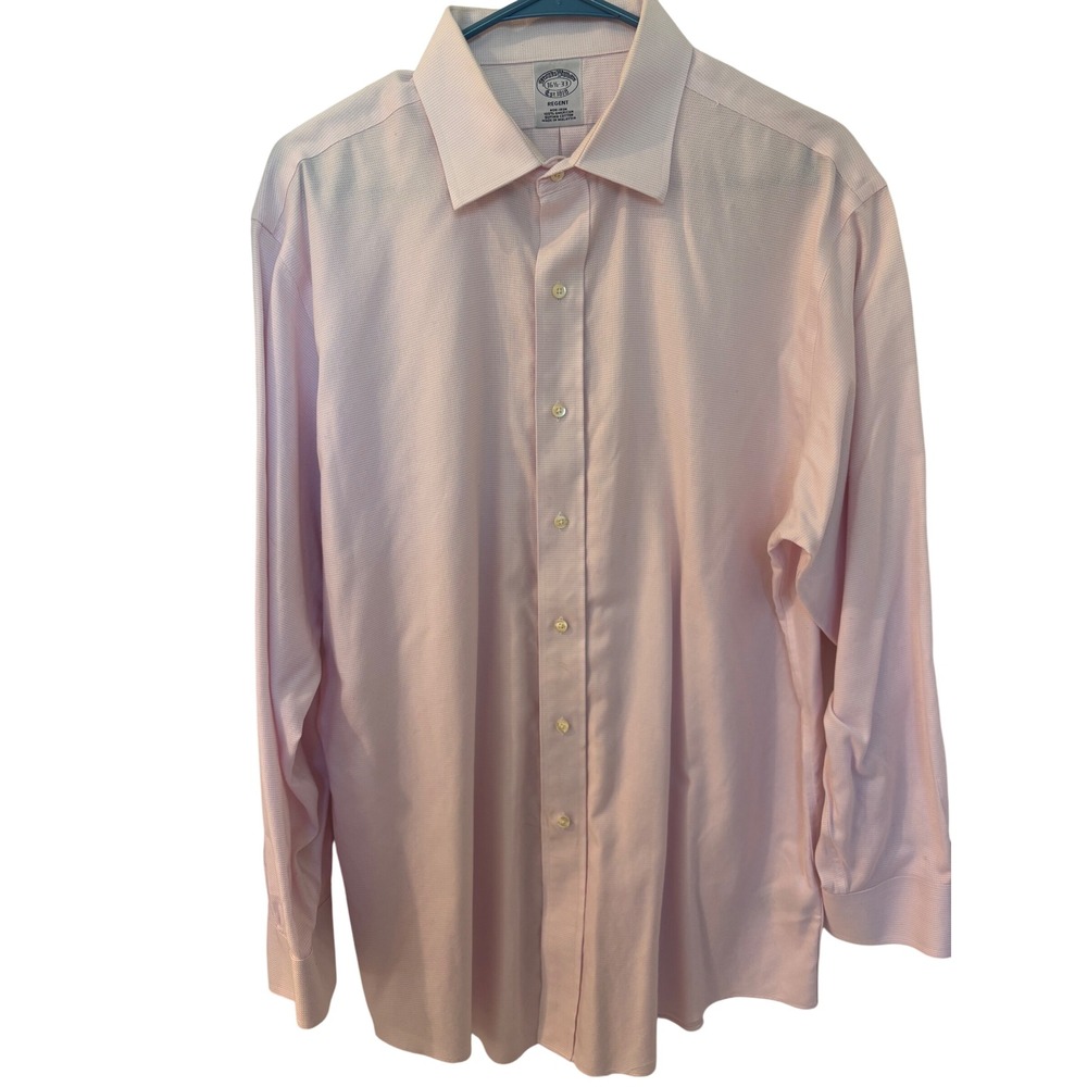 Brooks Brothers Regent Dress Shirt‎ Mens 16 1/2-33 Non-Iron Pink Checkered